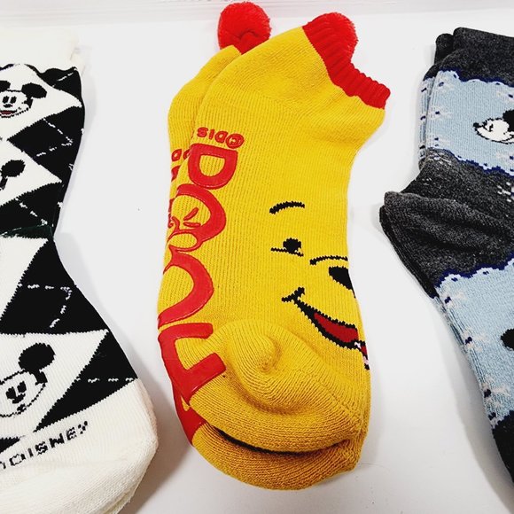 Disney Socks‎ - Mickey Mouse and Winnie the Pooh with Pom Poms - 3 Pair - Ladies - Picture 8 of 9